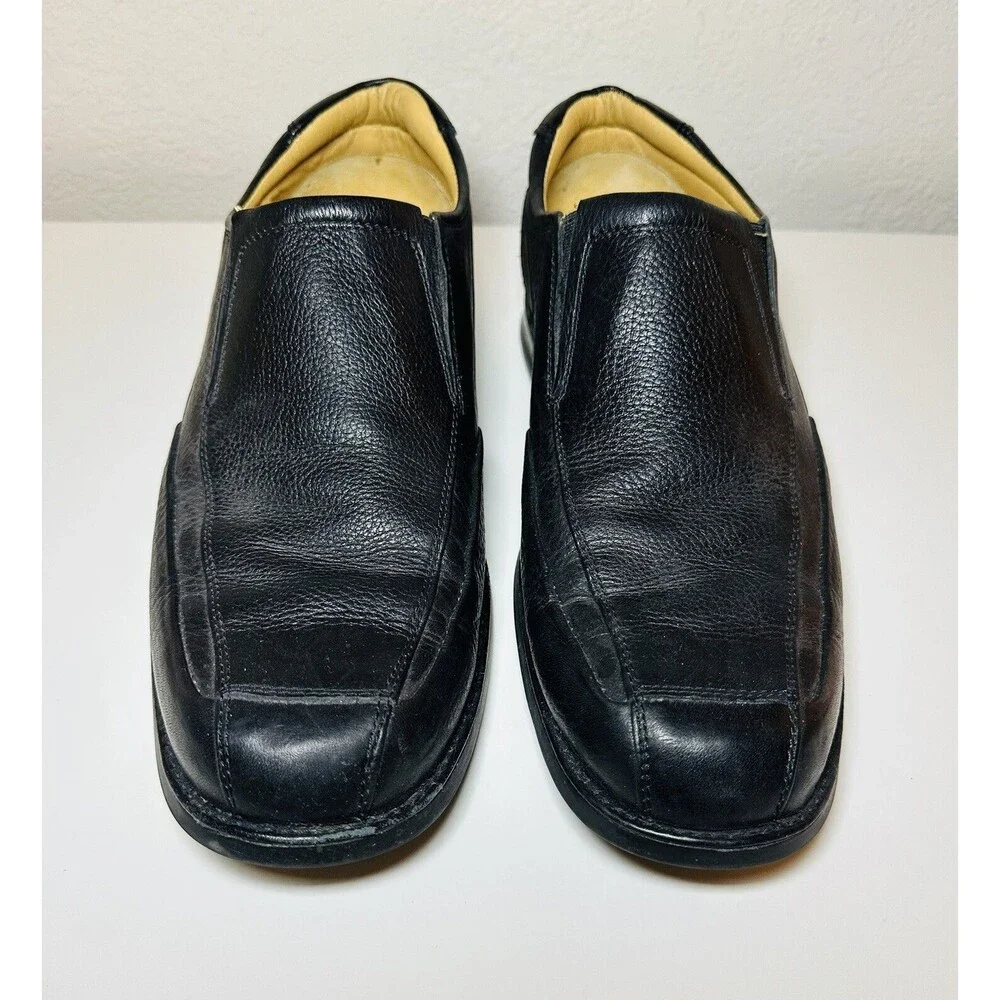 Johnston & Murphy Sheepskin Slip‎ On Leather Black Shoes 20-7615 Men's 10M